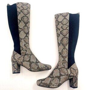 Donald J. Pliner Snakesking Parley Leather Knee High Boots Block Heel NEW